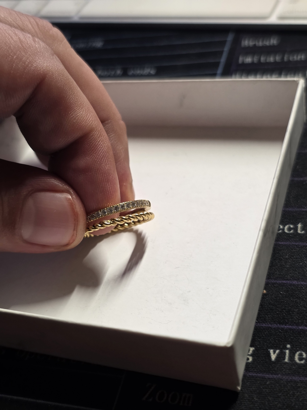 Gold Pave and Twisted Rope Ring